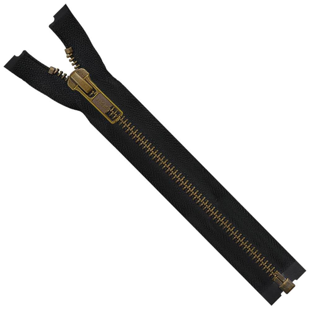 YKK- Premium #5 Antique Brass with Black/White Fancy YKK Zipper for Jacket/Dress