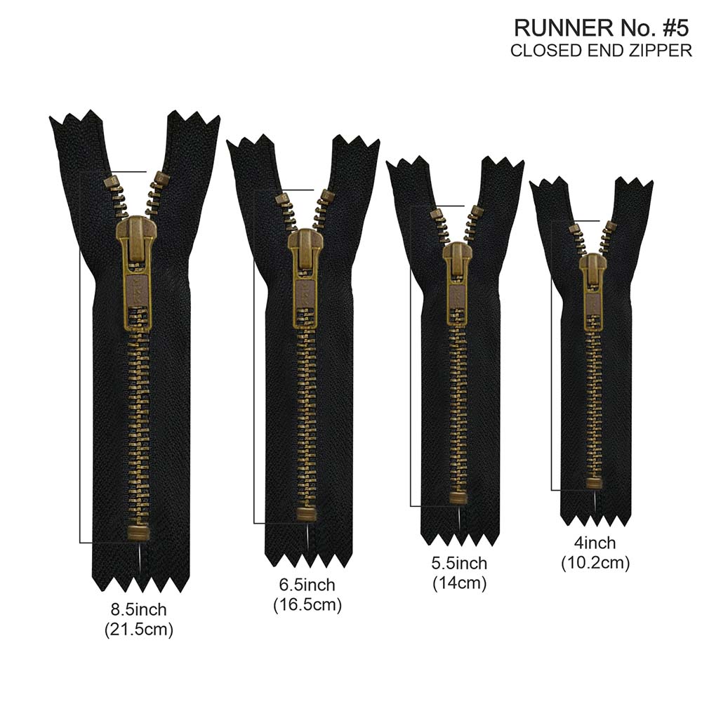 YKK- Premium #5 Antique Brass with Black/White Fancy YKK Zipper for Jacket/Dress