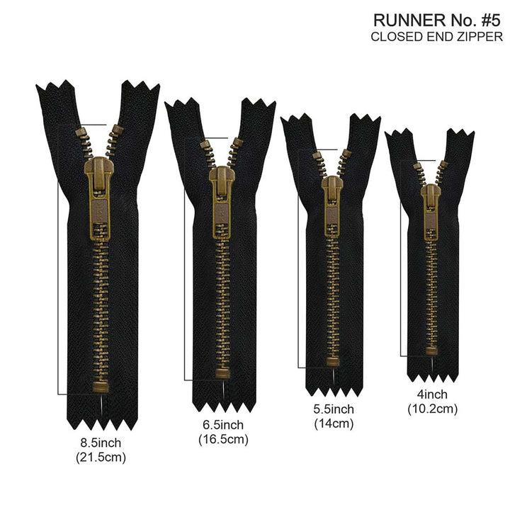 YKK- Premium #5 Antique Brass with Black/White Fancy YKK Zipper for Jacket/Dress