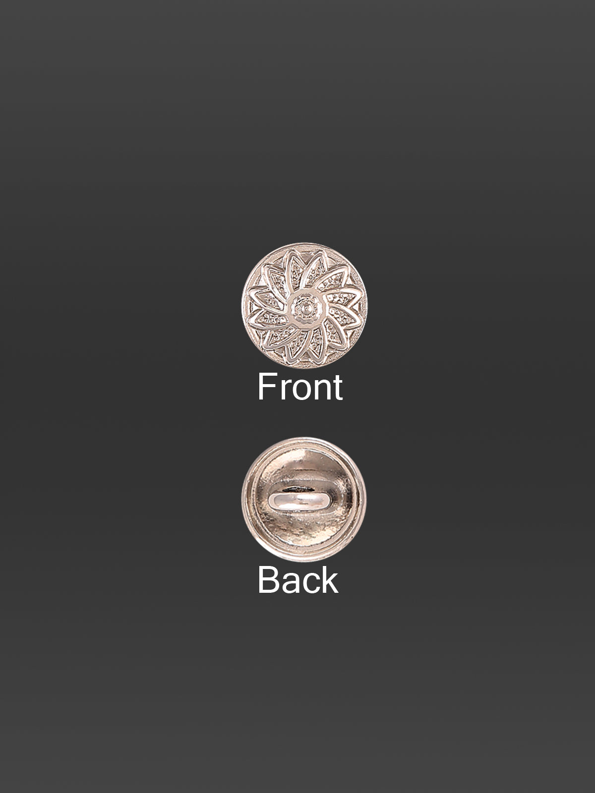 Round Shape Engraved Shiny Silver 9mm (14L) Shirt/Kurta Metal Button - Jhonea Accessories