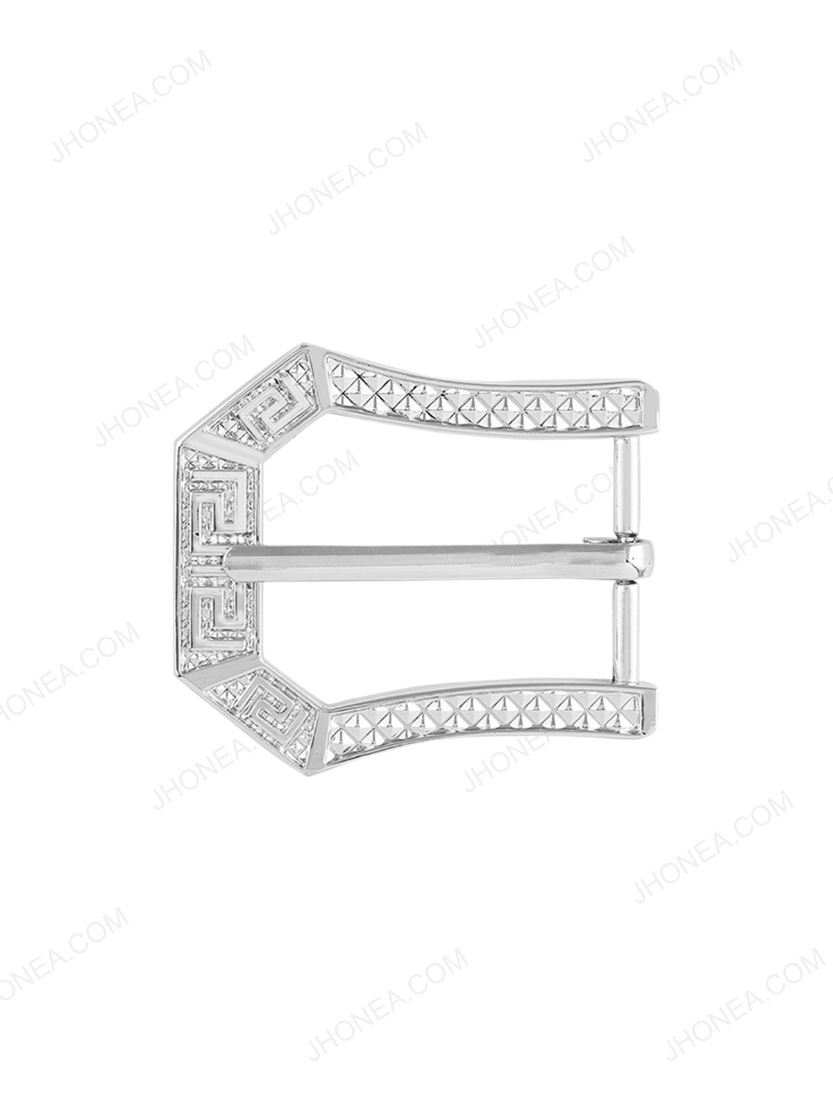 Shiny Engraved Design Fancy Frame Belt Buckle in Shiny Silver Color