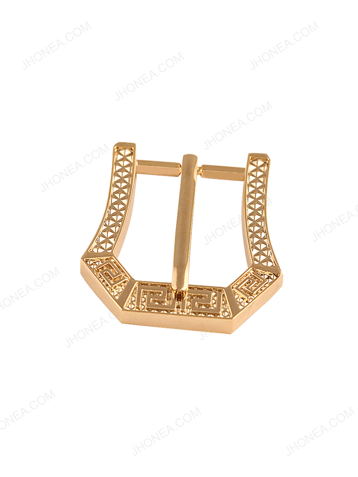 Shiny Engraved Design Fancy Frame Belt Buckle in Shiny Gold Color