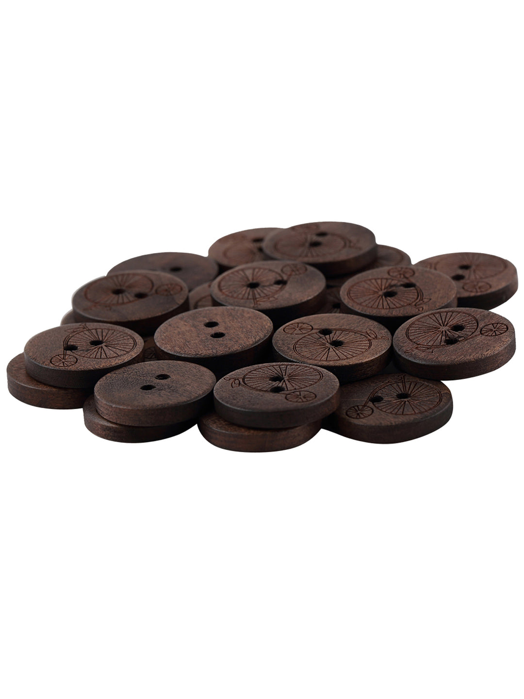 Classic Cycle Design 2-Hole Wooden Brown Buttons
