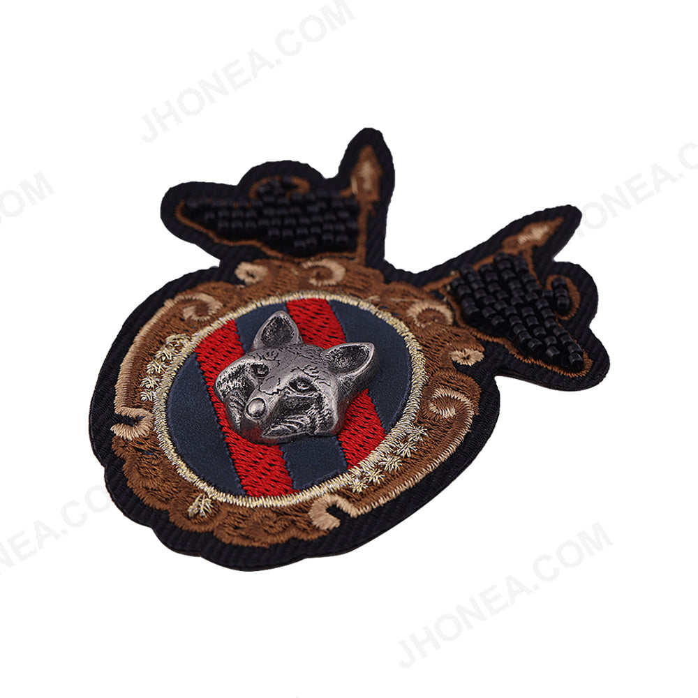 Metal Wild Wolf Beaded Embroidery Patch