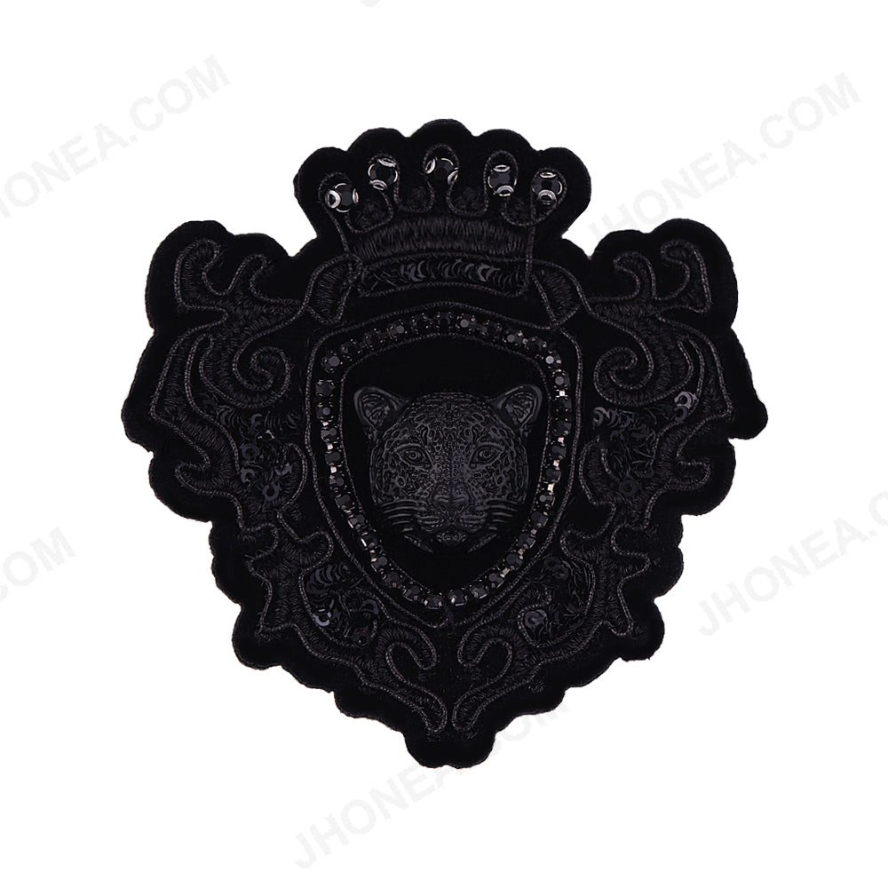 Archetypal Black Jaguar Face Badge Patch for Mens Clothing