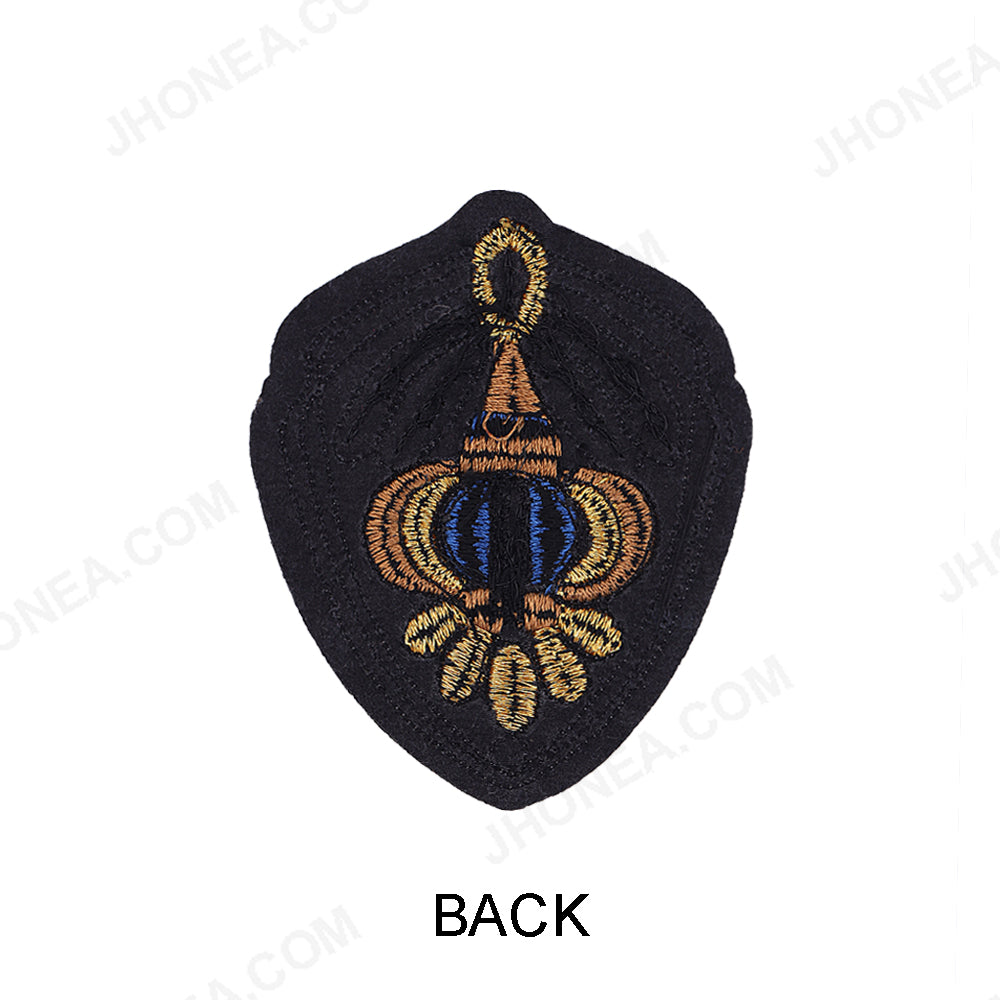 Shiny Bright Gold Beaded Embroidery Blazer Badge Patch