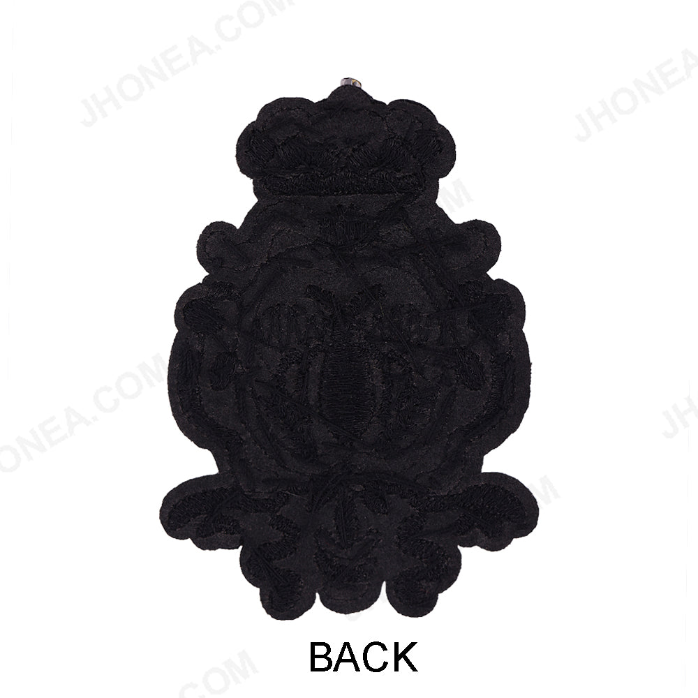 Black Diamond Beaded Honeybee Motif Embroidery Patch