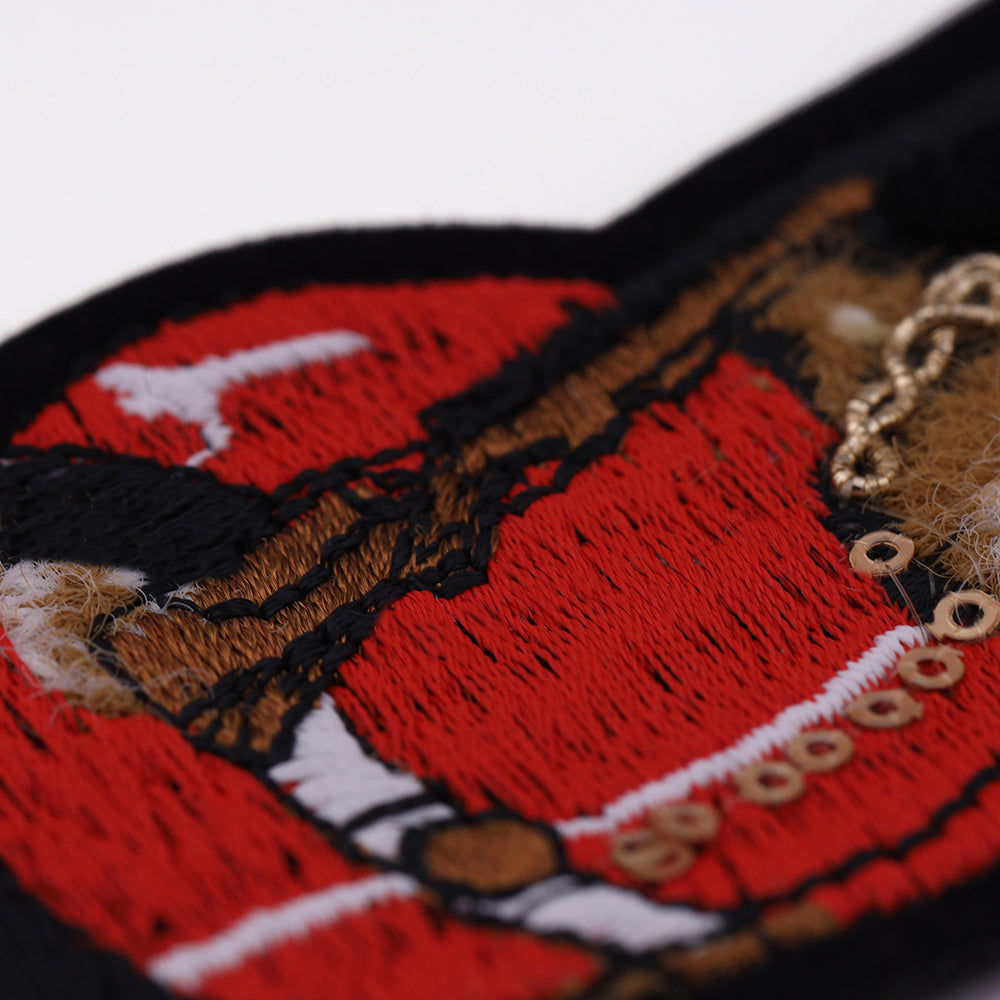 Royal Black with Red Marching Soldier Texture Embroidery Patch