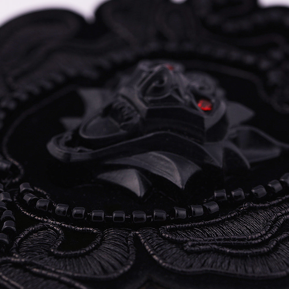 Eye-Catching Roaring Wolf Beaded Embroidery Black Patch