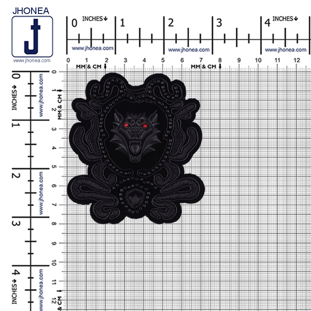 Eye-Catching Roaring Wolf Beaded Embroidery Black Patch