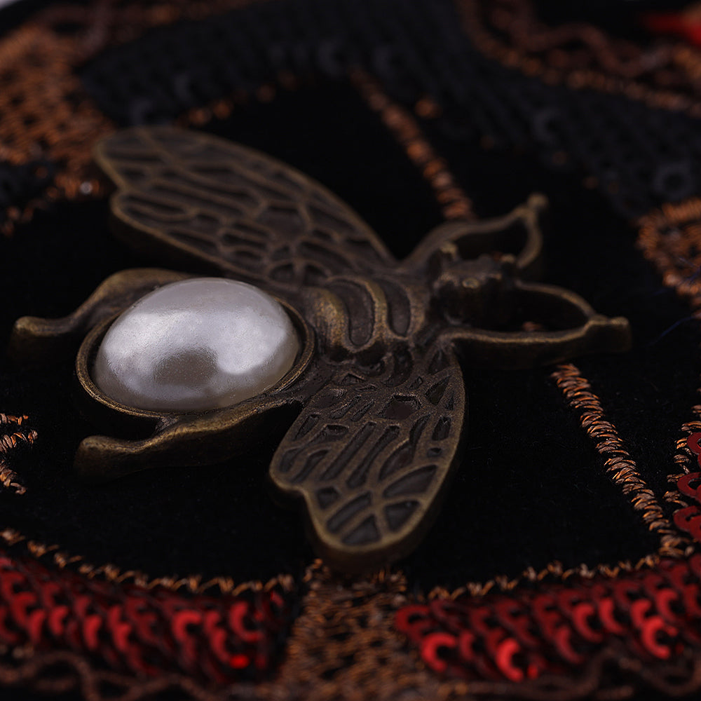 Vintage Royal Crown & Honeybee Embroidery Badge Patch