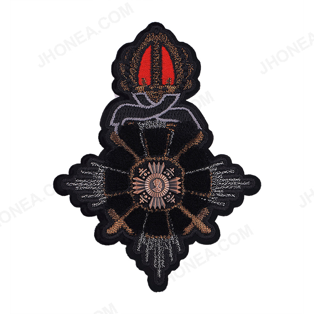Classic Black Royal Crest Design Texture Embroidery Blazer Badges