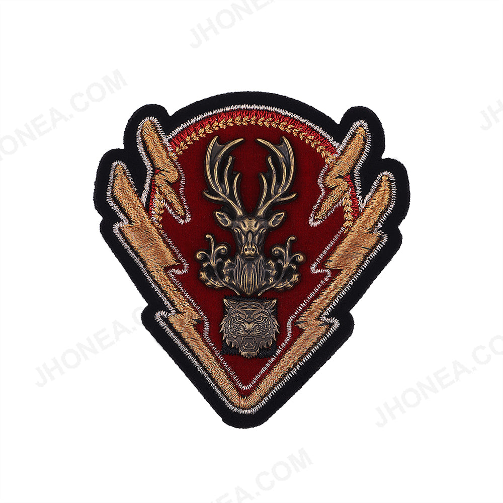 Classic Metal Hardware Studded Embroidery Badge Patch
