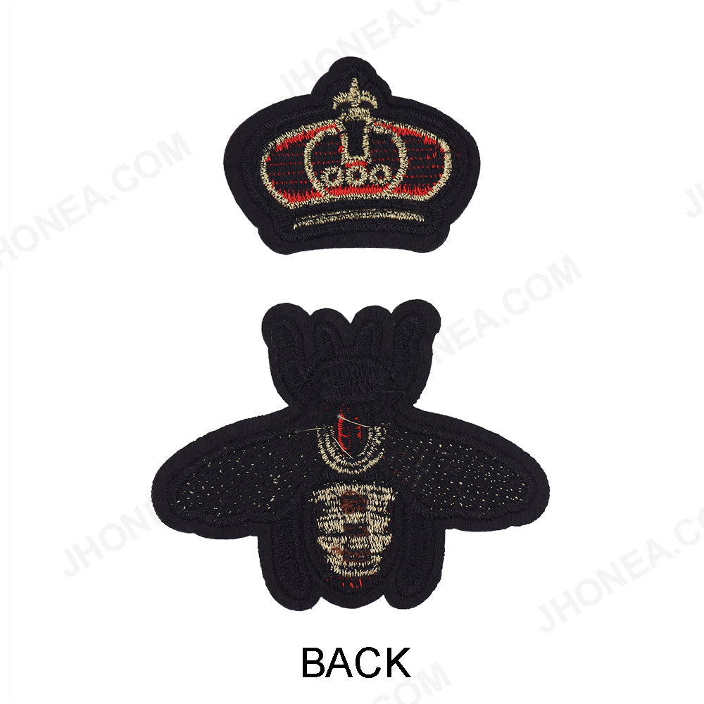 Decorative Honeybee with Crown Set Embroidery Patch