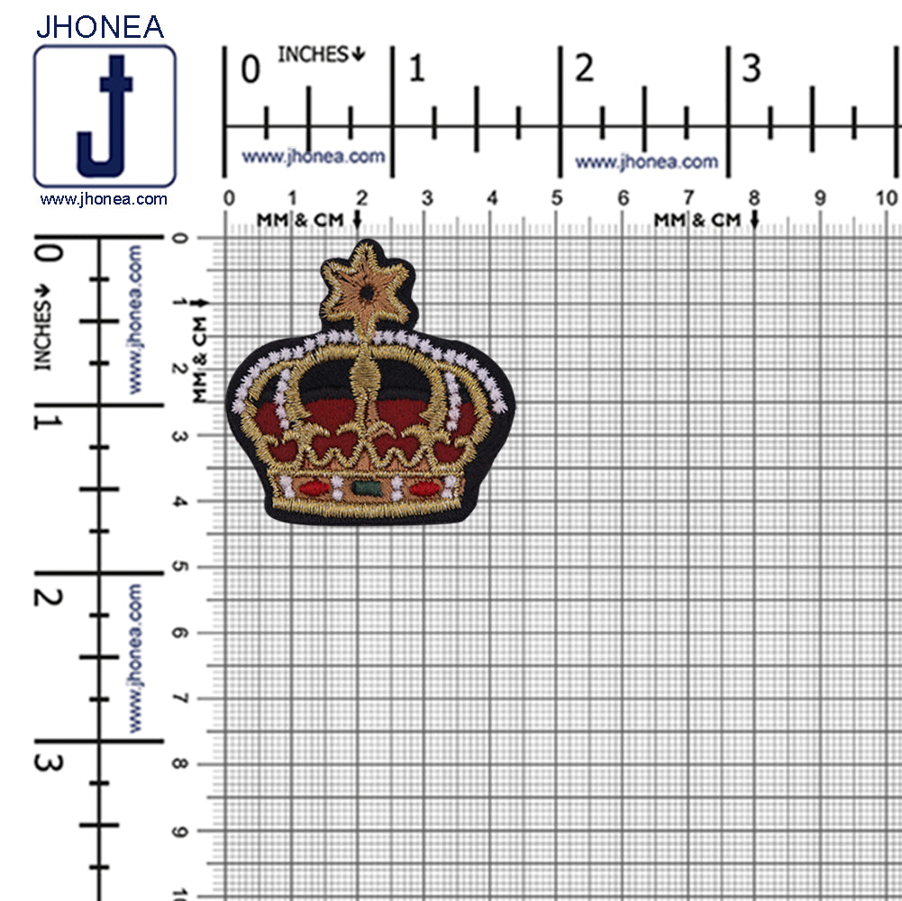 Metallic Thread Embroidery Designer Crown Patch for Shirts