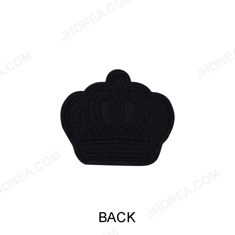Black Beaded Embroidery Crown Patch for Shirts/Blazers