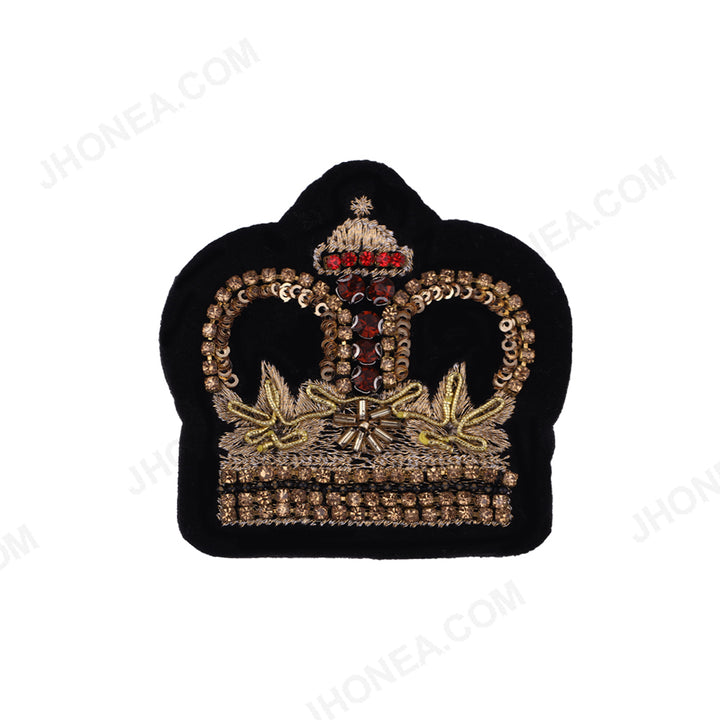 Sparkling Diamonds Embellished Embroidery Crown Patch