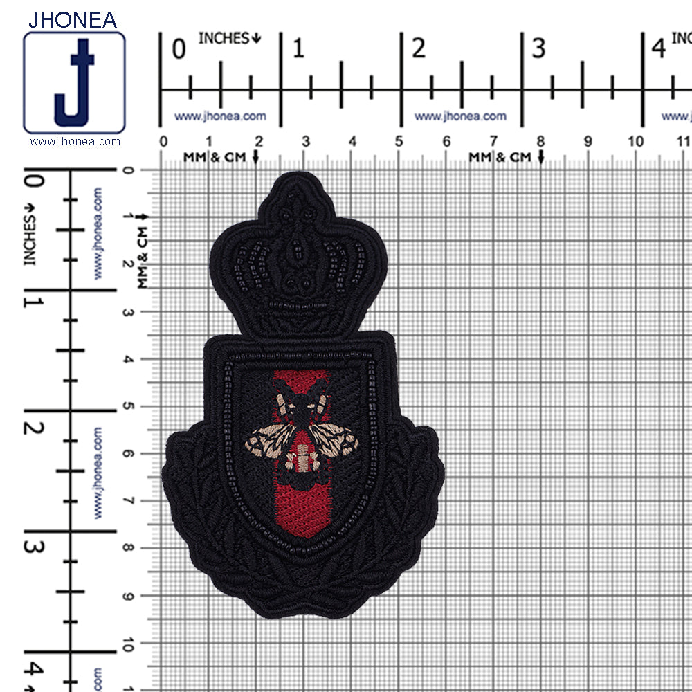 Black Self Colour Beaded Embroidery Patch for Shirts/Suits