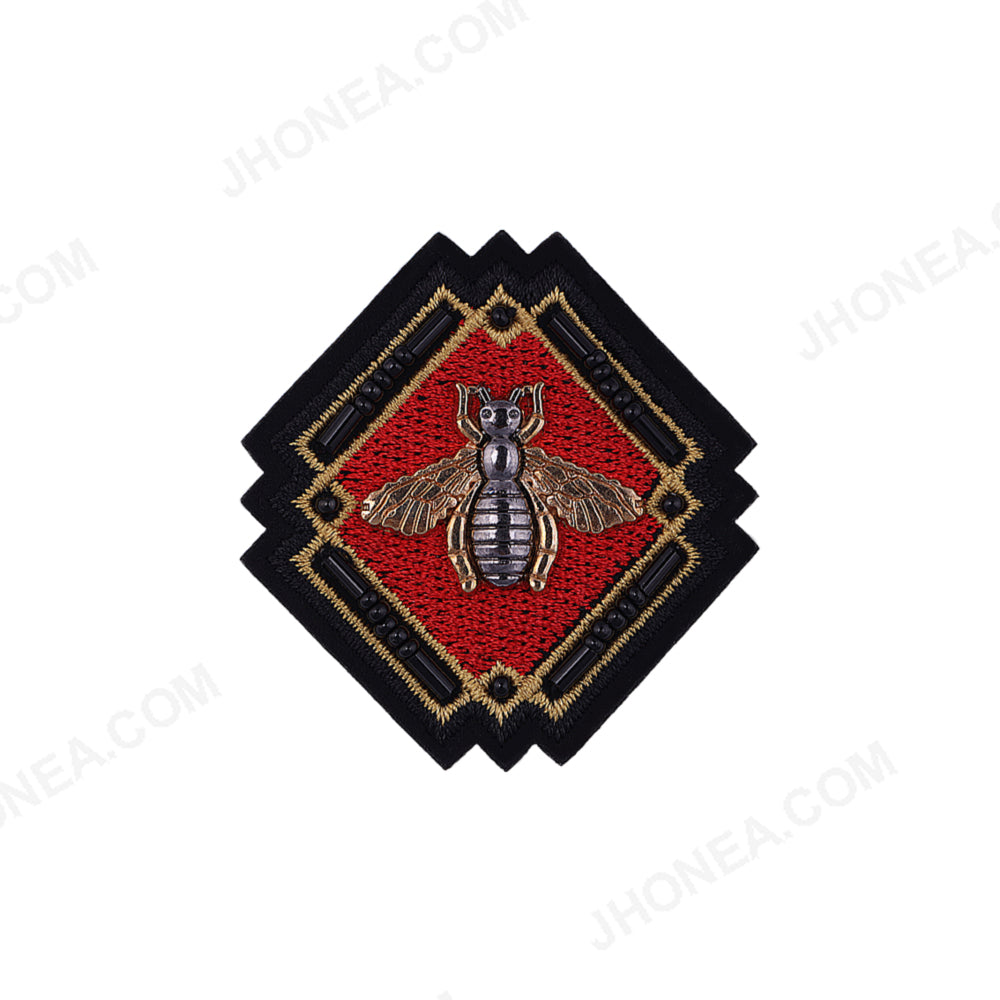 Metal Honeybee Beaded Embroidery Patch for Shirts