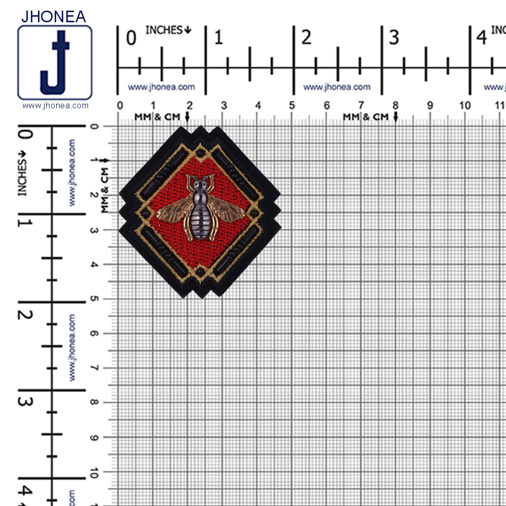 Metal Honeybee Beaded Embroidery Patch for Shirts