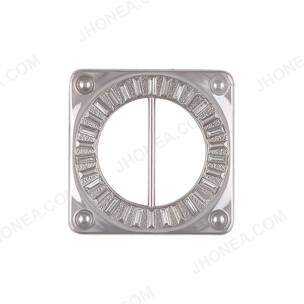 Shiny Silver Color Rounded Square Shape Exclusive Designer Diamond Buckle