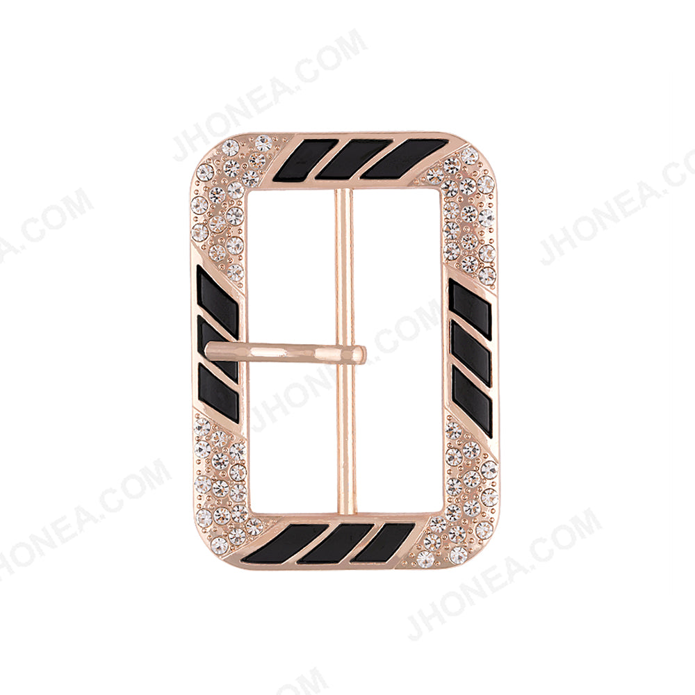 Dual Colour Finish Shiny Golden Color Diamond Buckle with Prong