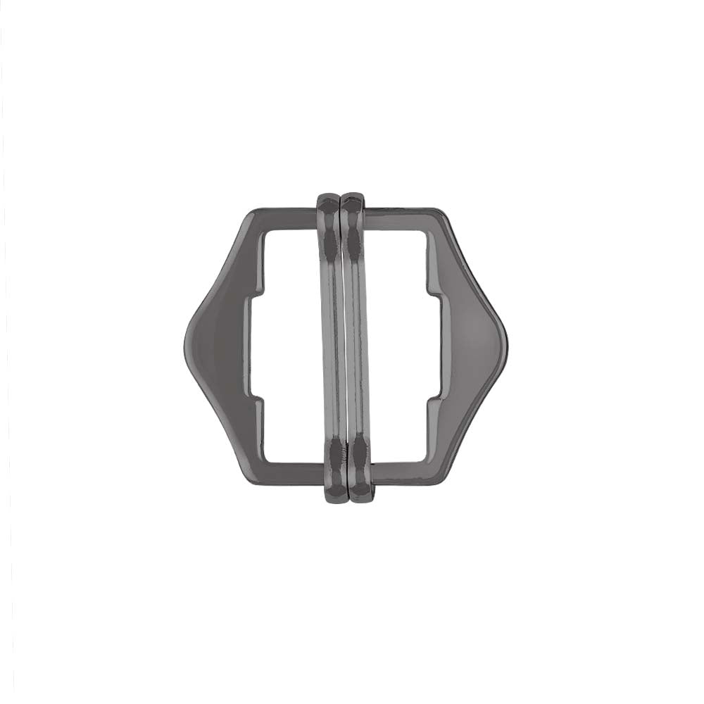 Double Webbing Adjuster Tailor's Choice Buckle for Pant/Waistcoat in shiny black nickel (gunmetal ) colour