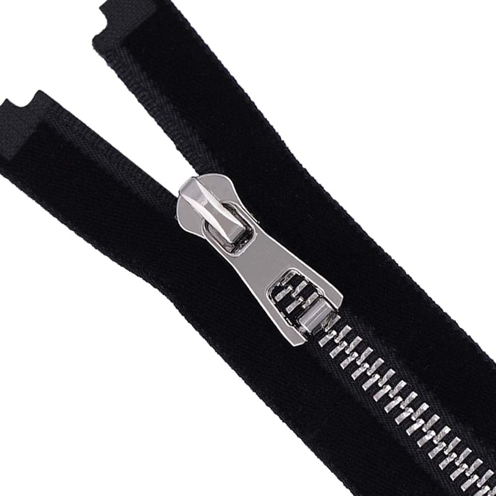 #5 Silver with Black Soft Velvet Tape Zipper for Designer Clothing