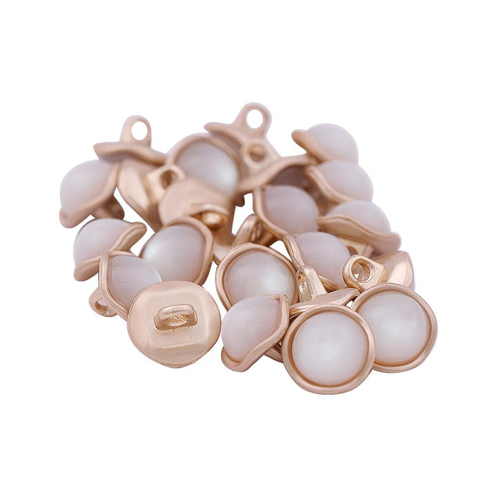 10mm (16L) Fancy Matte Gold Loop Clear Resin Pearl Buttons