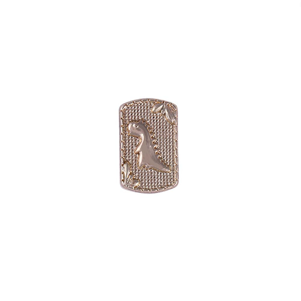 Rounded Rectangle Shape Shiny Gold Decorative 12mm (20L)  Metal Button