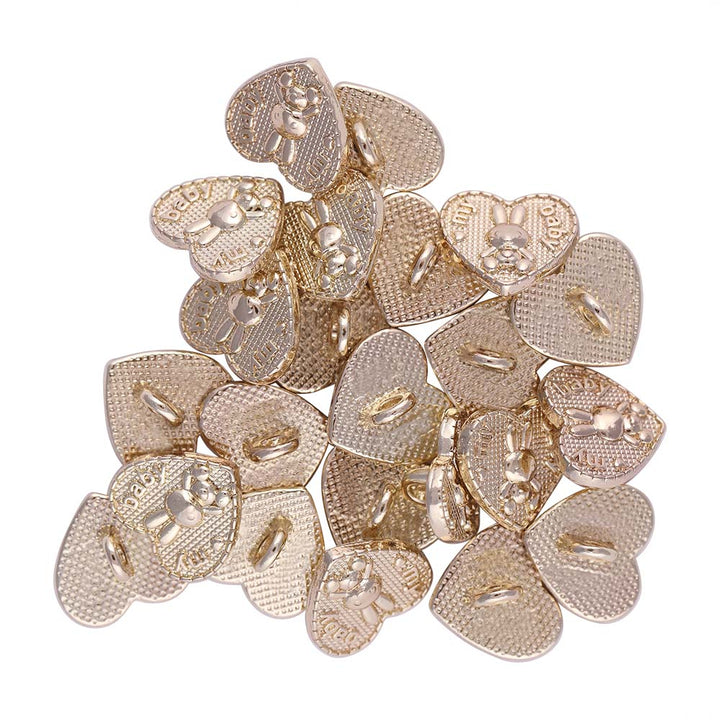Shiny Gold Heart Shape Premium Decorative 12mm (20L) Metal Buttons  Edit alt text