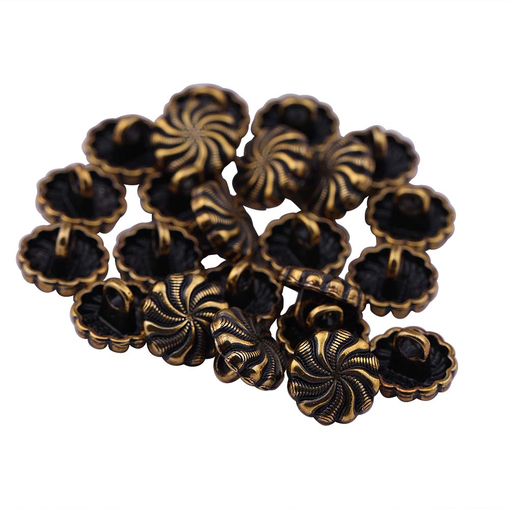 10mm (16L) Antique Gold Loop Metal Buttons for Fancy Shirts/Kurtas