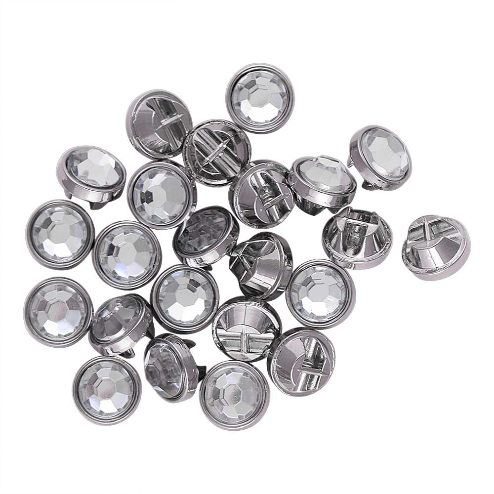 9mm (14L) Shiny & Sparkling Shiny Silver Best Quality Diamond Buttons