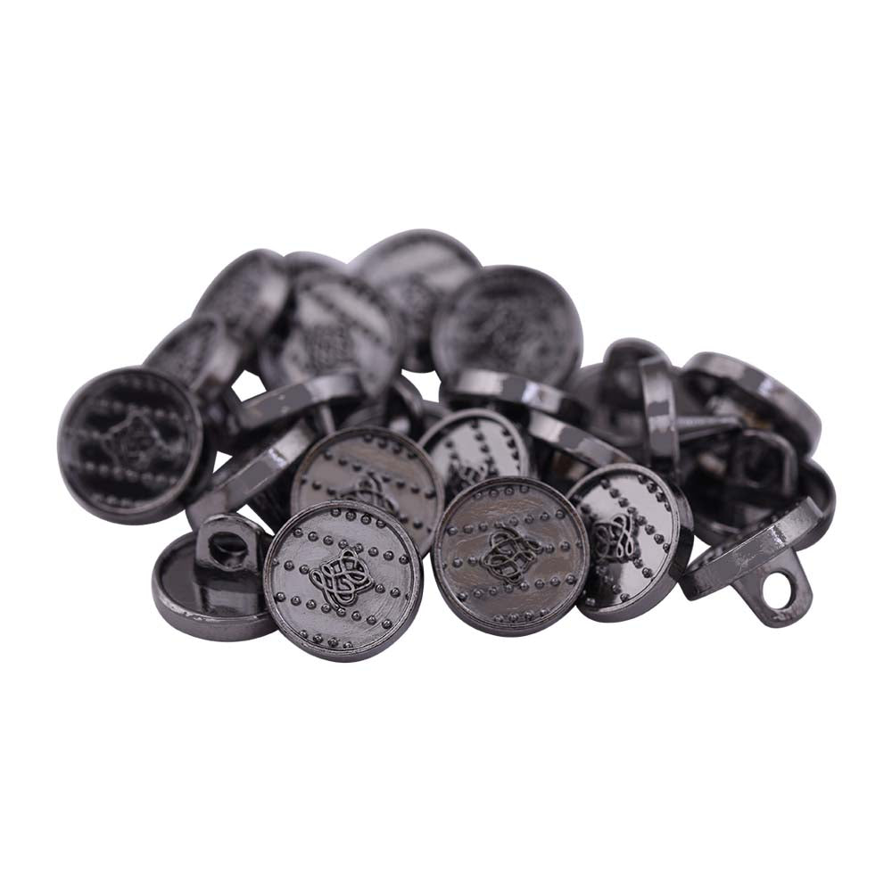 Round Shape Dotted Engraved Design Loop Metal Buttons