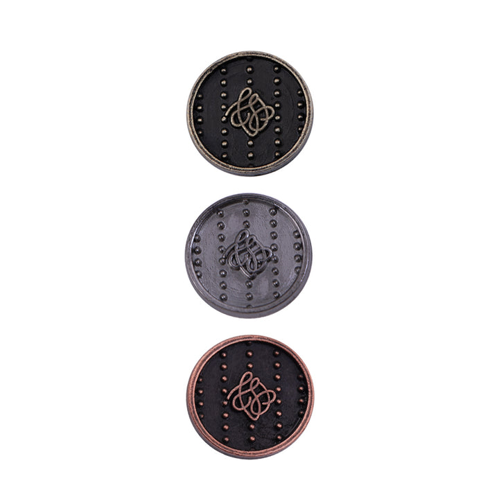 Round Shape Dotted Engraved Design Loop Metal Buttons