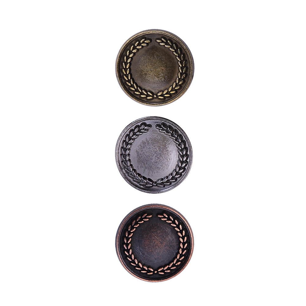 Round Shape Wreath Engraved Design Kurta Metal Buttons