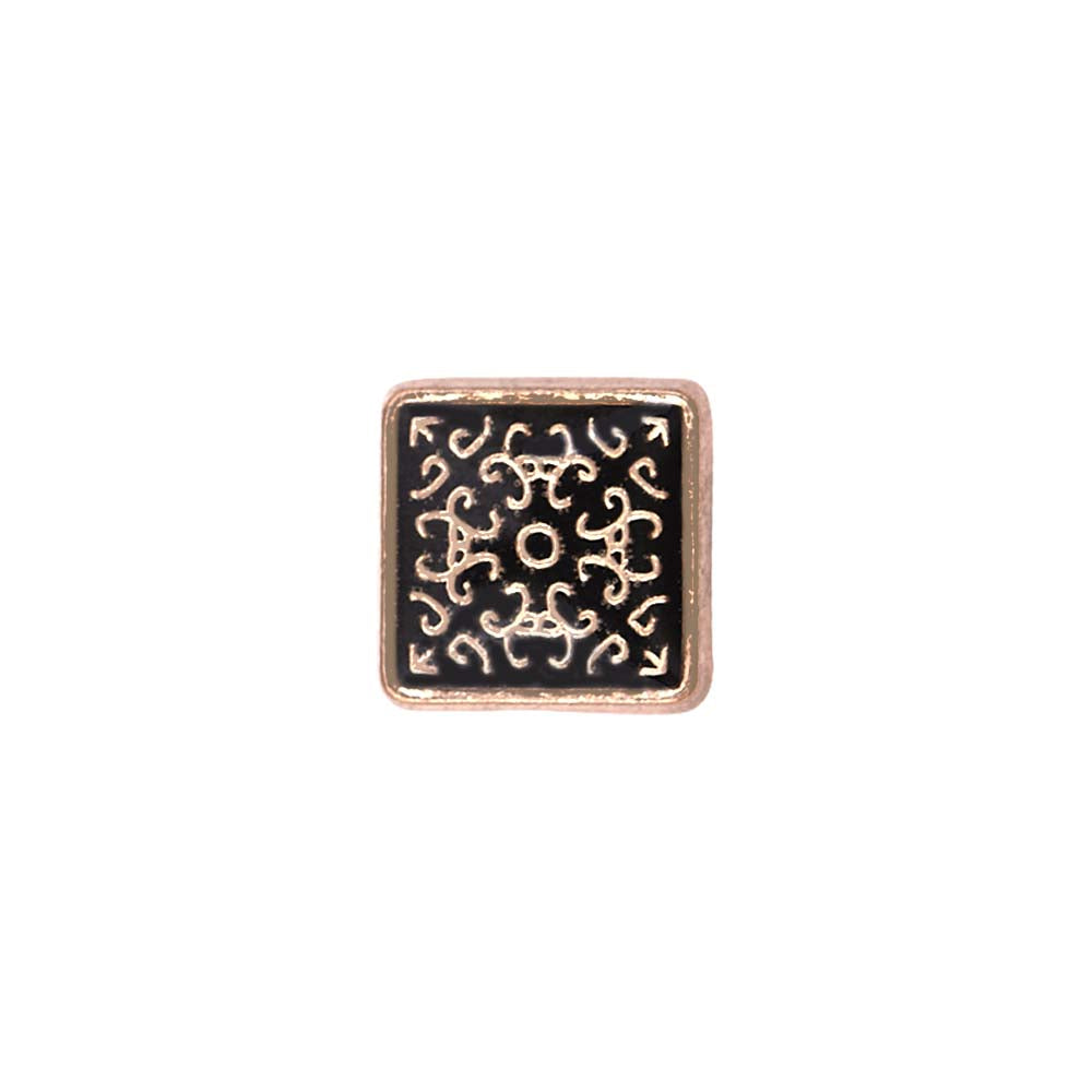 Square Shape Shiny Gold with Black Lamination Metal Buttons