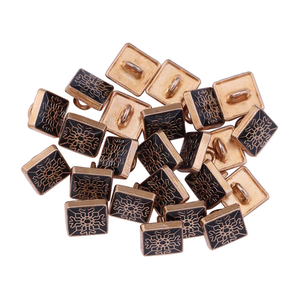 Square Shiny Gold Lamination Metal Buttons for Kurta/Shirts