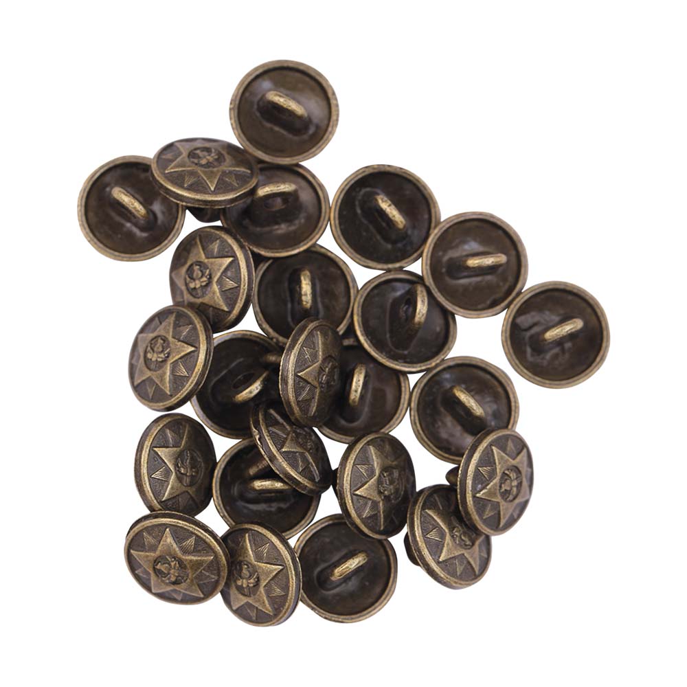 Round Shape Star Design Loop Metal Buttons for Shirts/Kurta