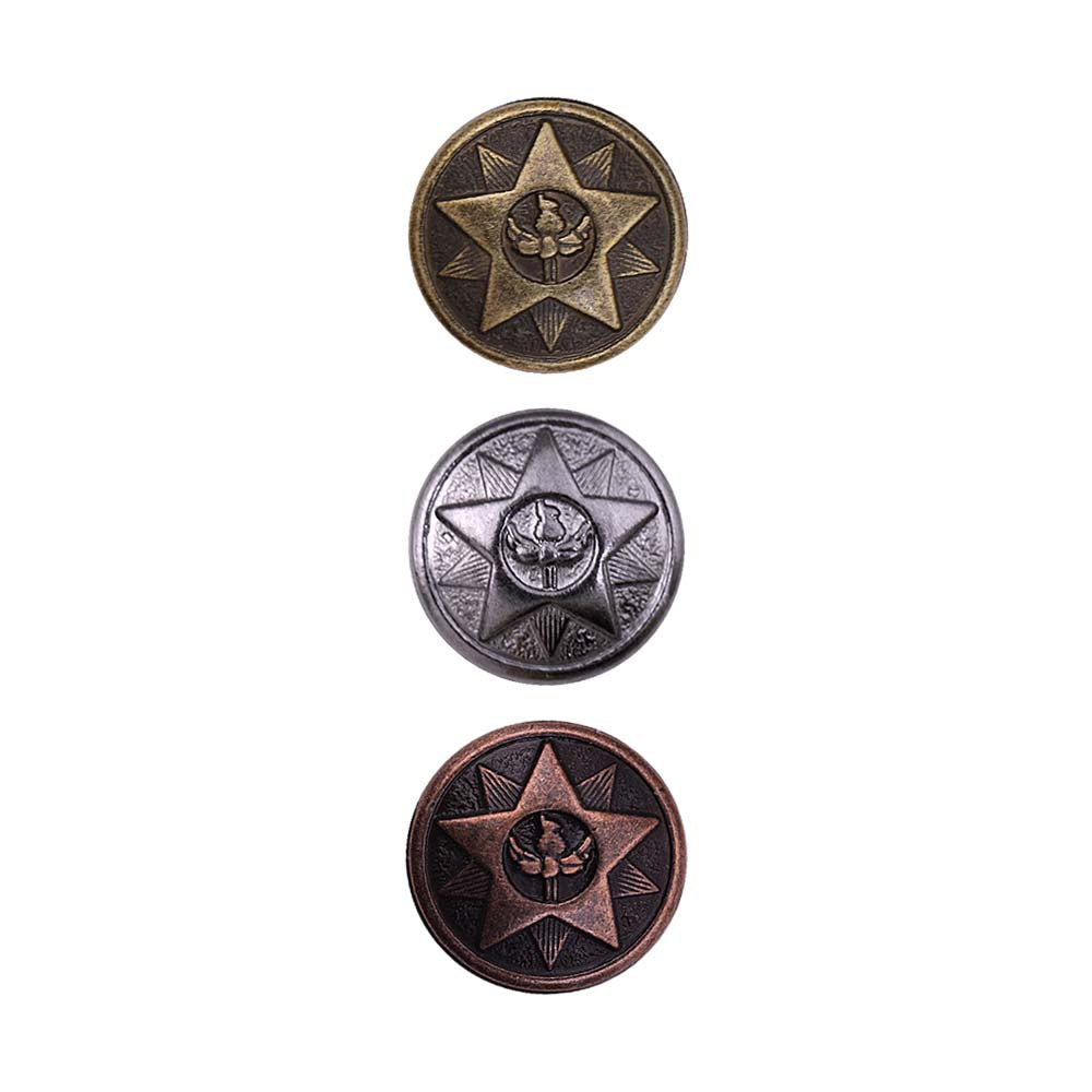 Round Shape Star Design Loop Metal Buttons for Shirts/Kurta