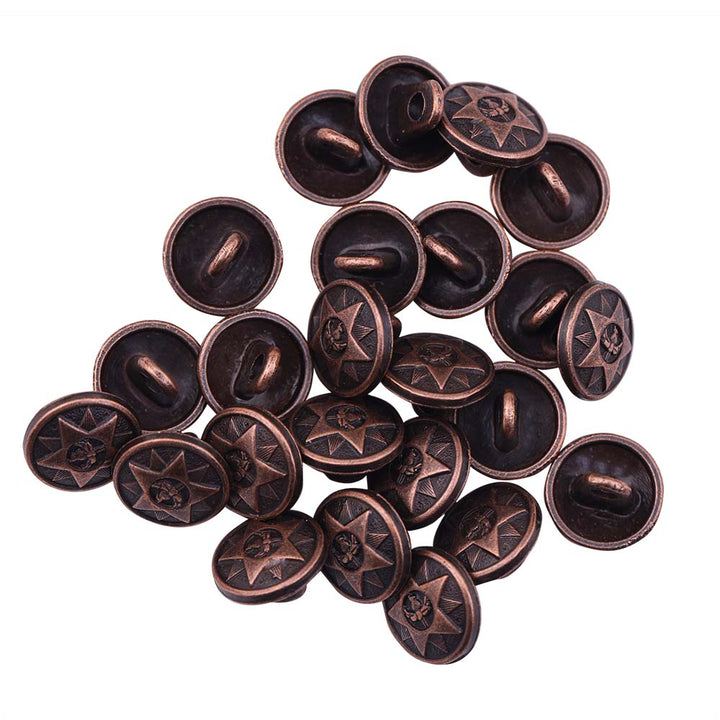 Round Shape Star Design Loop Metal Buttons for Shirts/Kurta