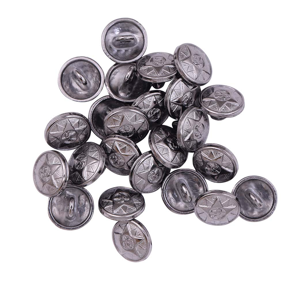 Round Shape Star Design Loop Metal Buttons for Shirts/Kurta