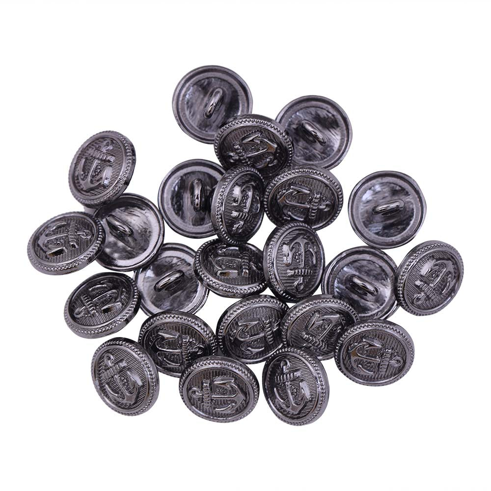 Round Shape Anchor Logo Engraved Design Loop Metal Buttons