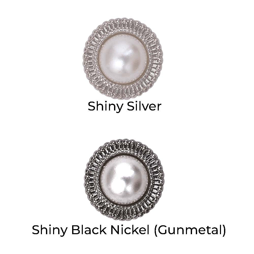 Round Shape Shiny Decorative Pearl Metal Buttons for Dresses