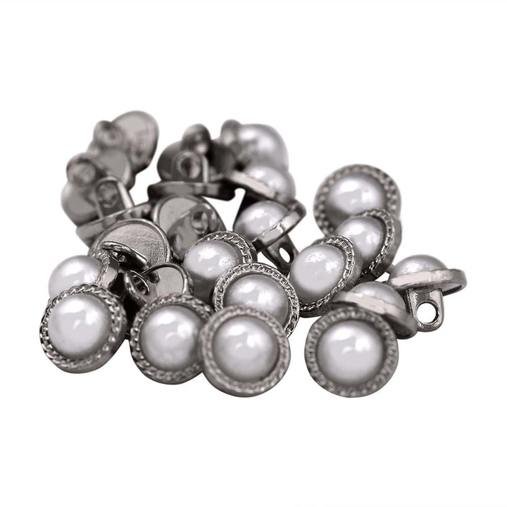 10mm (16L) Round Shape Shiny Pearl Metal Buttons