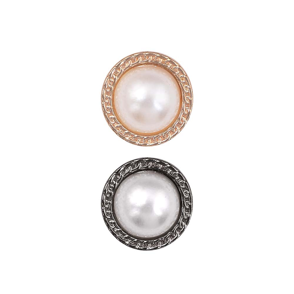 10mm (16L) Round Shape Shiny Pearl Metal Buttons