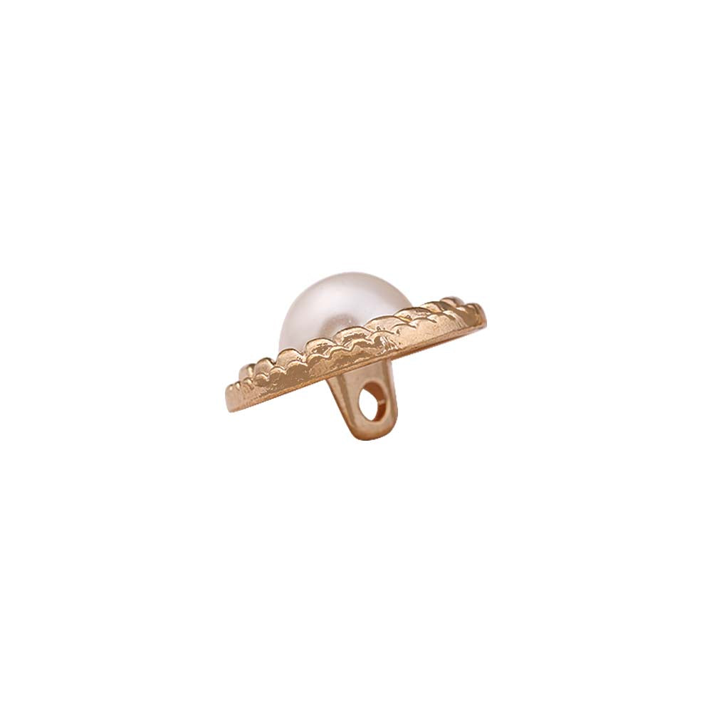 Round Shape Decorative Rim Shiny Gold Metal Pearl Buttons