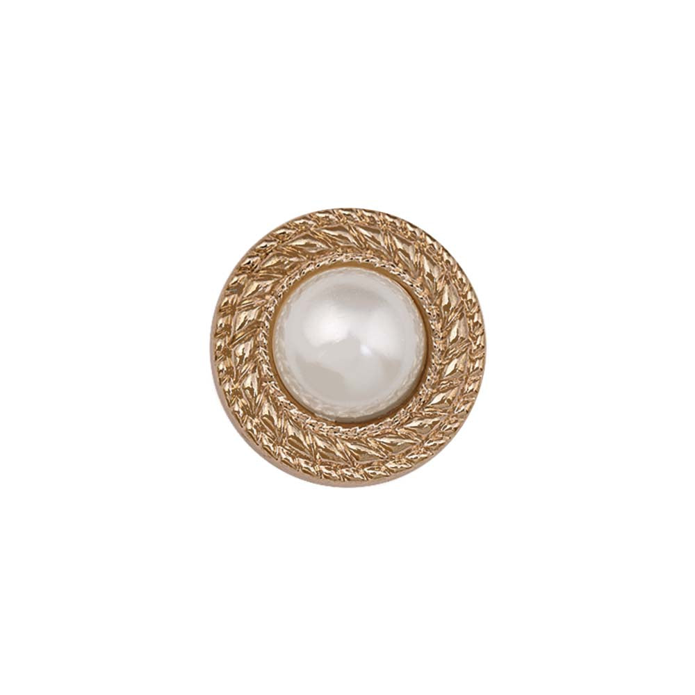 Round Shape Decorative Rim Shiny Gold Metal Pearl Buttons