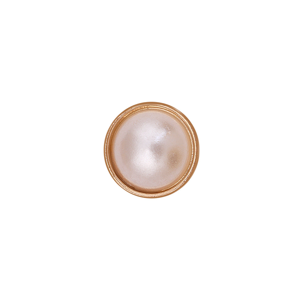 10mm (16L) Rounded Plain Rim Gold Pearl Metal Buttons