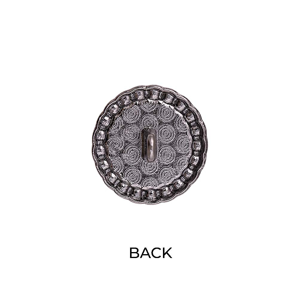 Round Shape Decorative Rim Shiny Gunmetal Pearl Buttons